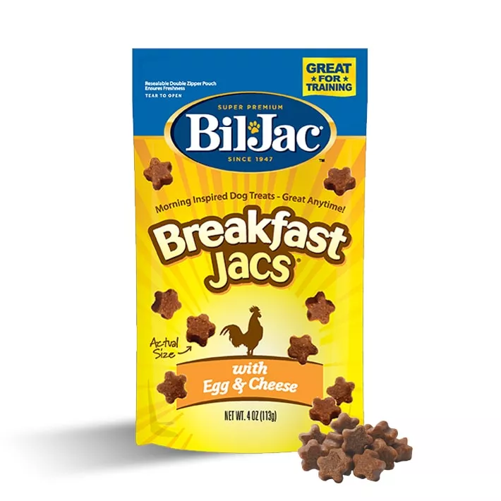 4 ounce pouch of Breakfast Jacs dog treats