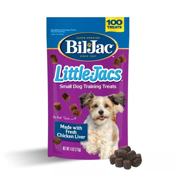 4 ounce pouch of Little Jacs dog treats