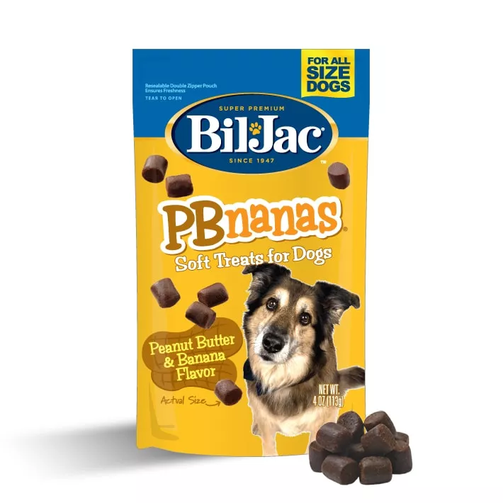 4 ounce pouch of PBnanas dog treats