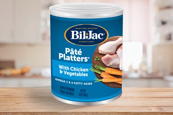 Bil-Jac Pate Platters with Chicken & Vegetables on Counter