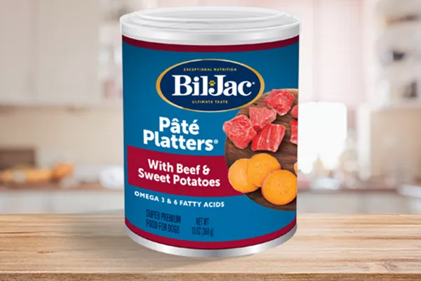 Bil-Jac Pate Platters with Beef & Sweet Potatoes on Counter